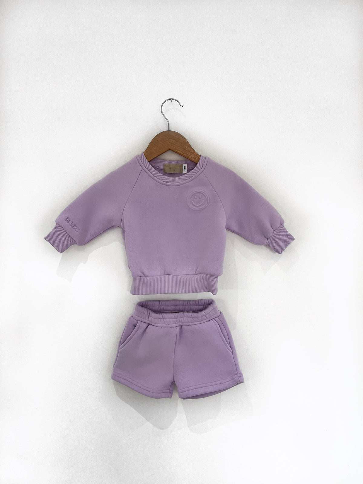 MLBC Smile Embossed Crew and Shorts Set - Lilac