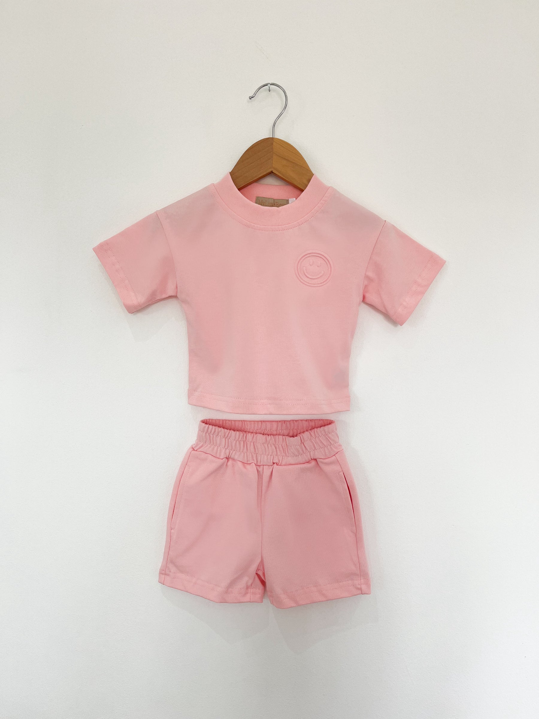 MLBC Smile Embossed T-Shirt and Shorts Set - Pink
