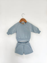 MLBC Smile Embossed Crew and Shorts Set - Sky Blue