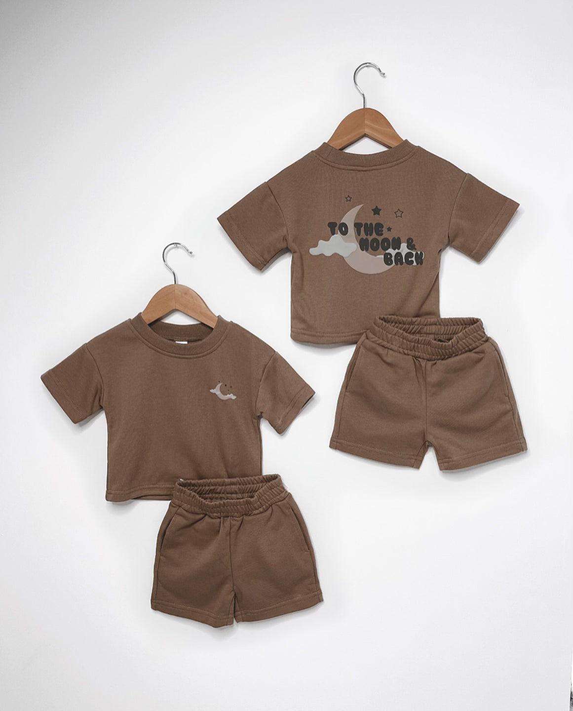MLBC French Terry Choc Brown T-Shirt and Shorts Set - To the moon