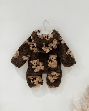 Fluffy bear print babygrow