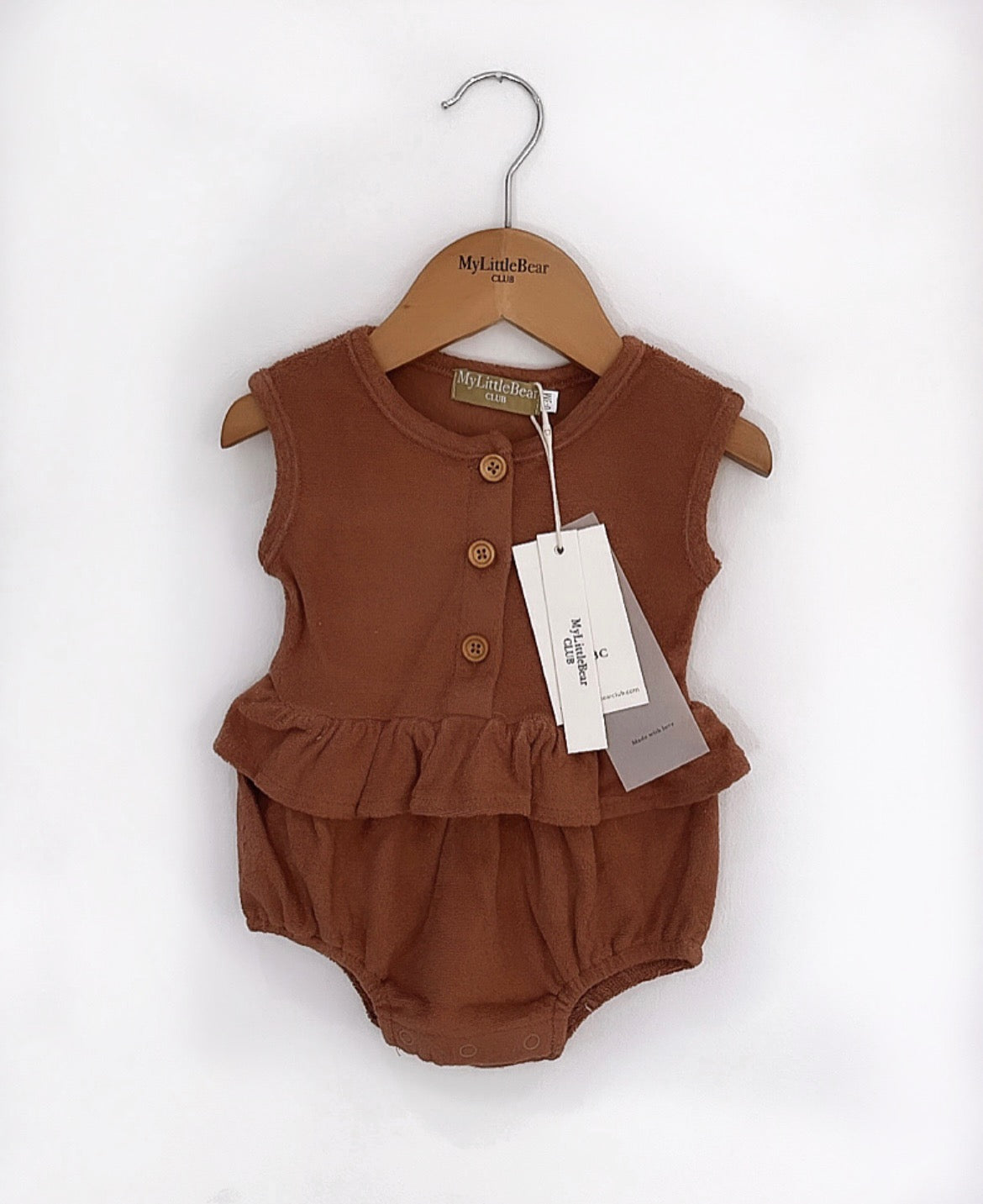 Frilly Towel Romper - Rusty Brown